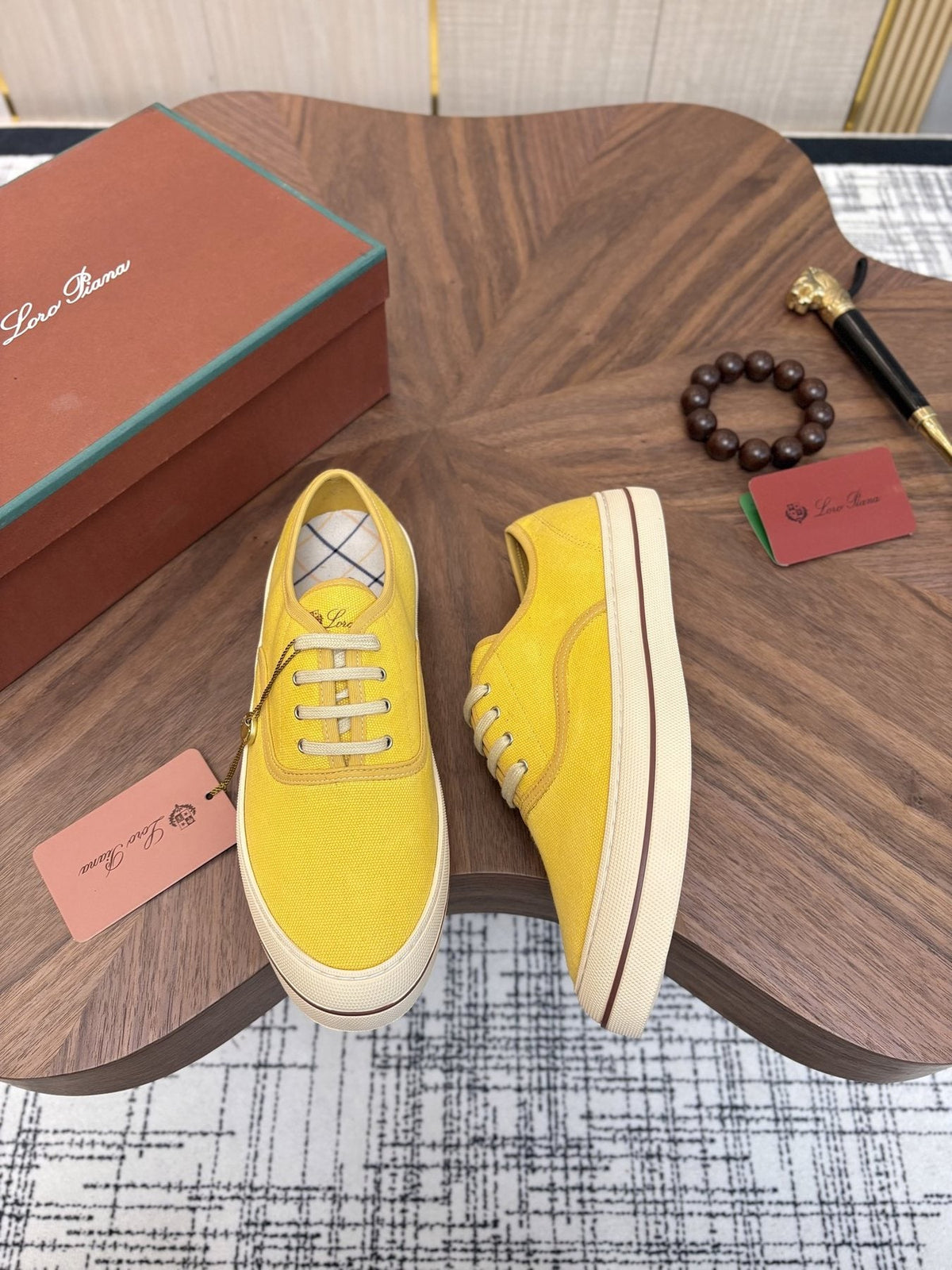 Loro Piana Low-Top Canvas Sneakers — front