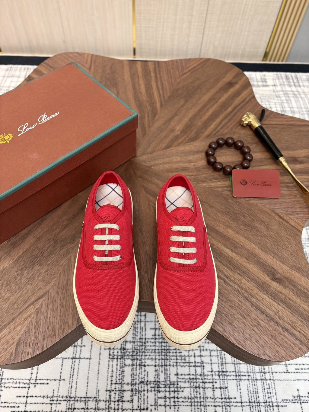 Loro Piana Low-Top Canvas Sneakers — front