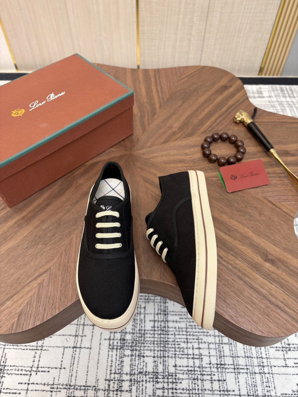Loro Piana Low-Top Canvas Sneakers — front