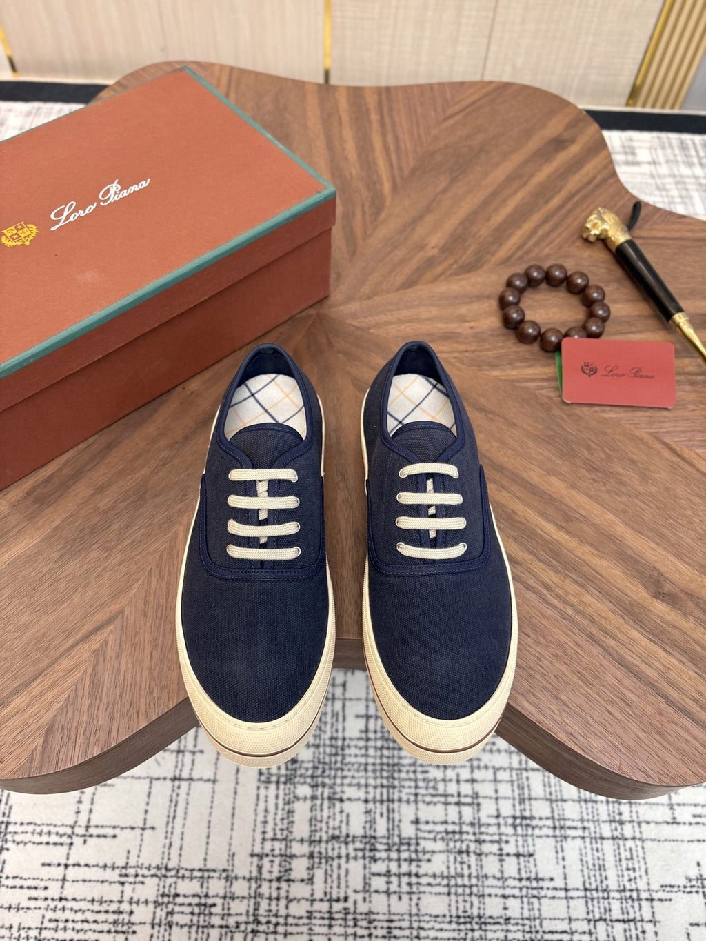 Loro Piana Low-Top Canvas Sneakers — front