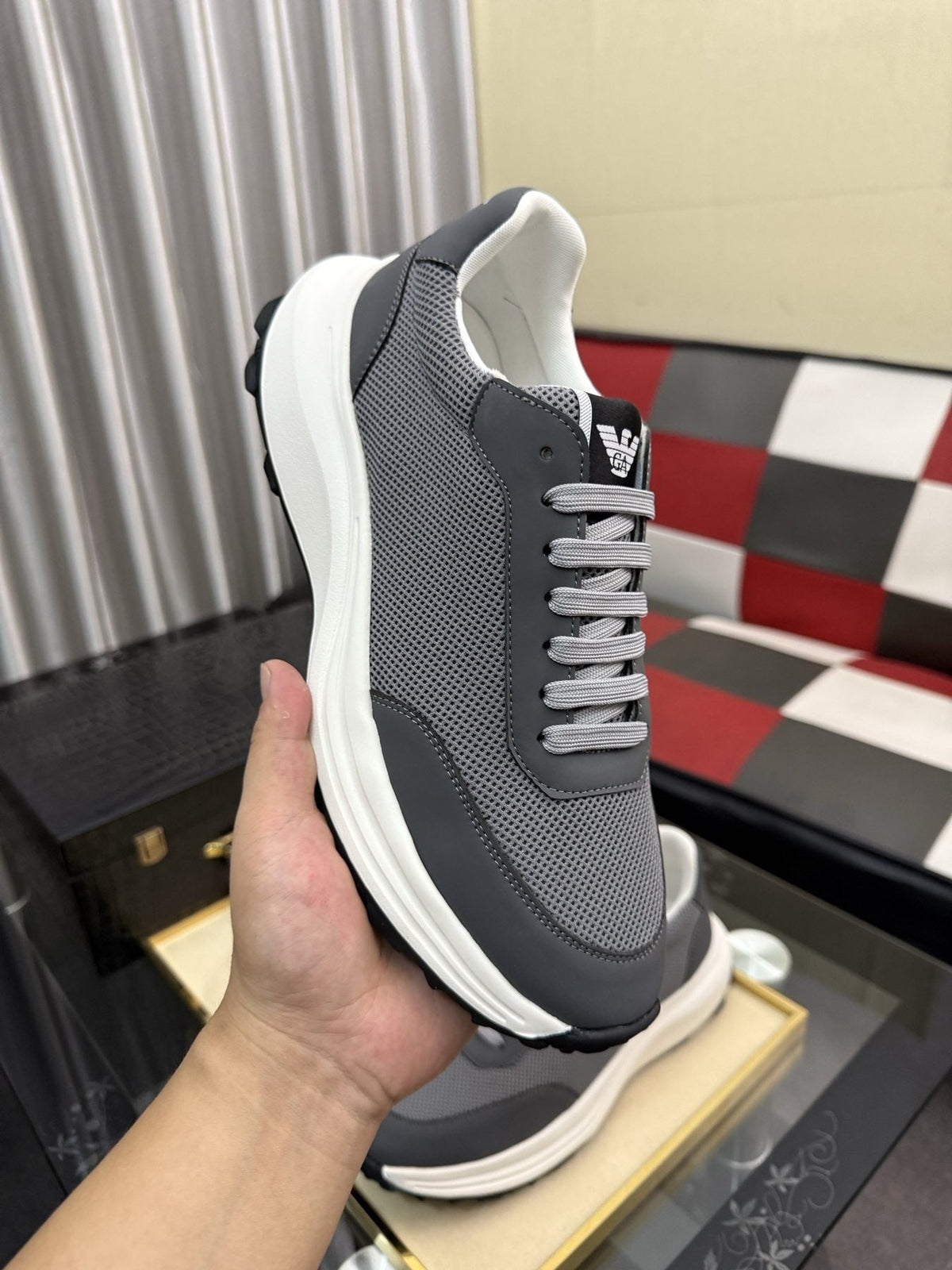 Armani Textured Low-Top Sneakers — side