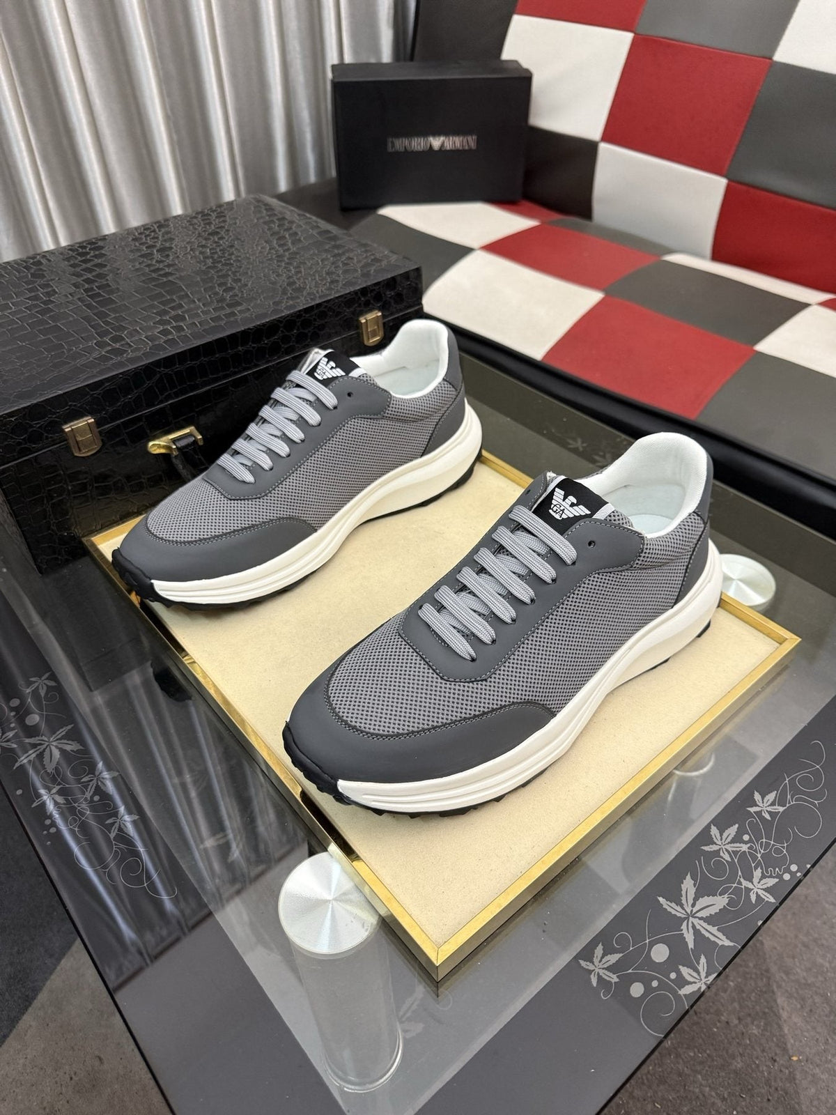 Armani Textured Low-Top Sneakers — front