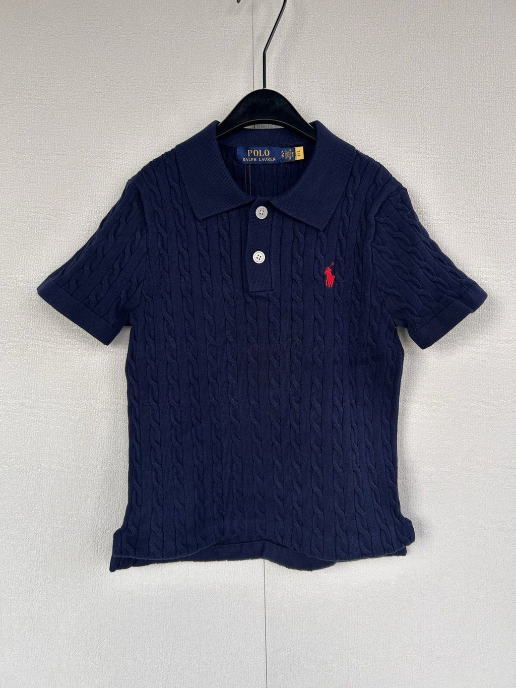 Test2-Ralph Lauren Women's Cable-Knit Short-Sleeve Polo Shirt — front