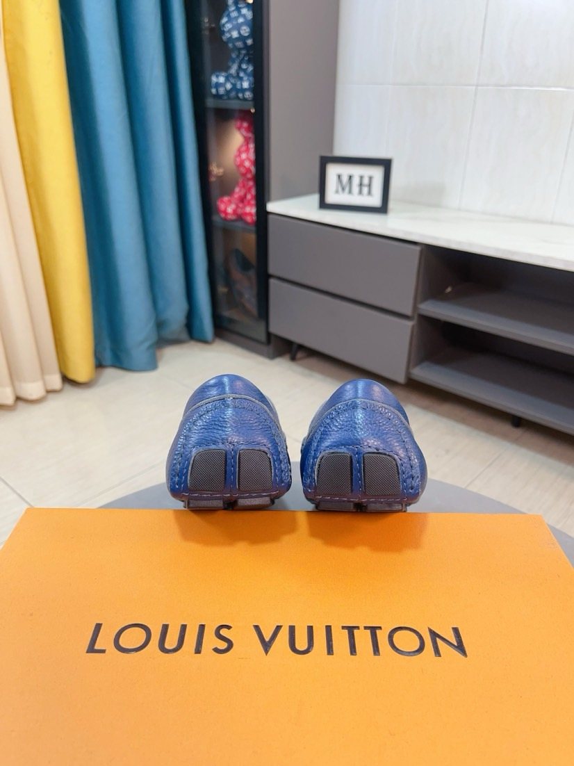 Louis Vuitton Blue Pebbled Driving Loafers — back