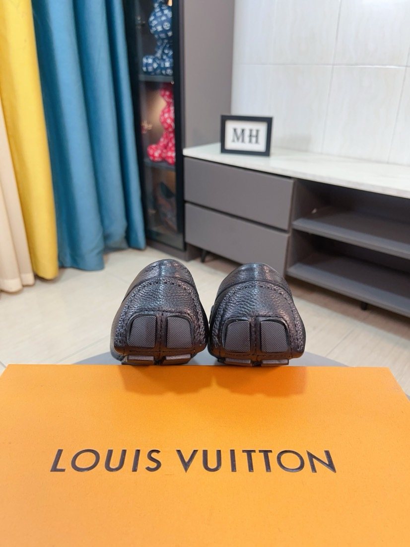Louis Vuitton Blue Pebbled Driving Loafers — back