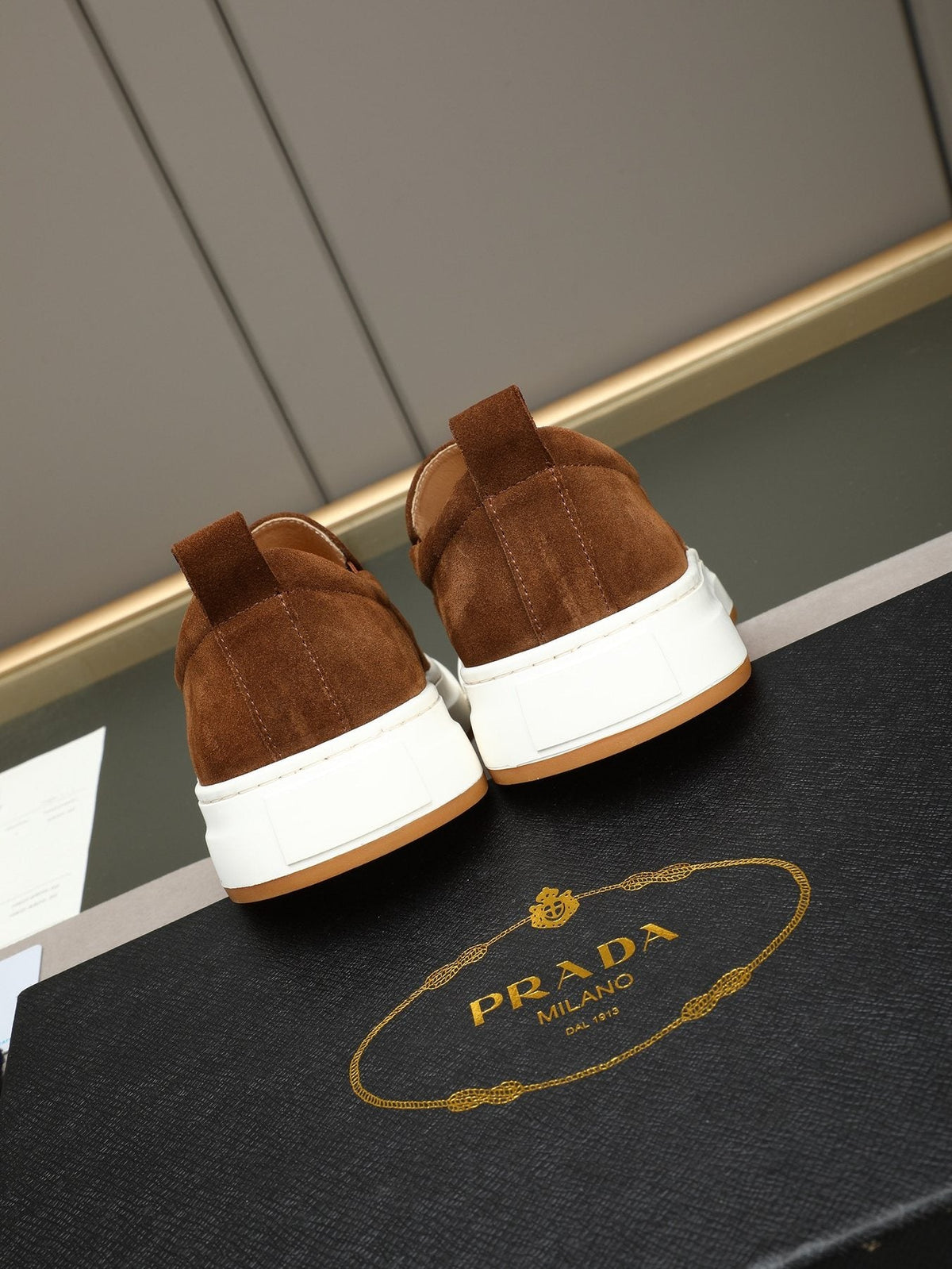 Prada Leather Slip-On Sneakers — back
