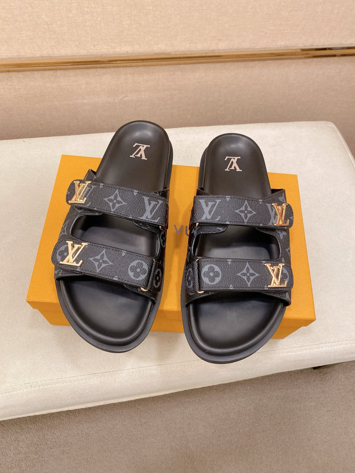 Louis Vuitton Double-Strap Slide Sandals — front