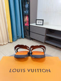 Louis Vuitton Logo-Pattern Slide Sandals — front