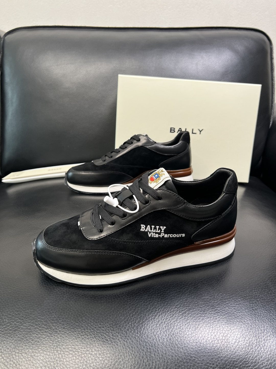 BALLY Black and Brown Low-Top Sneakers — front