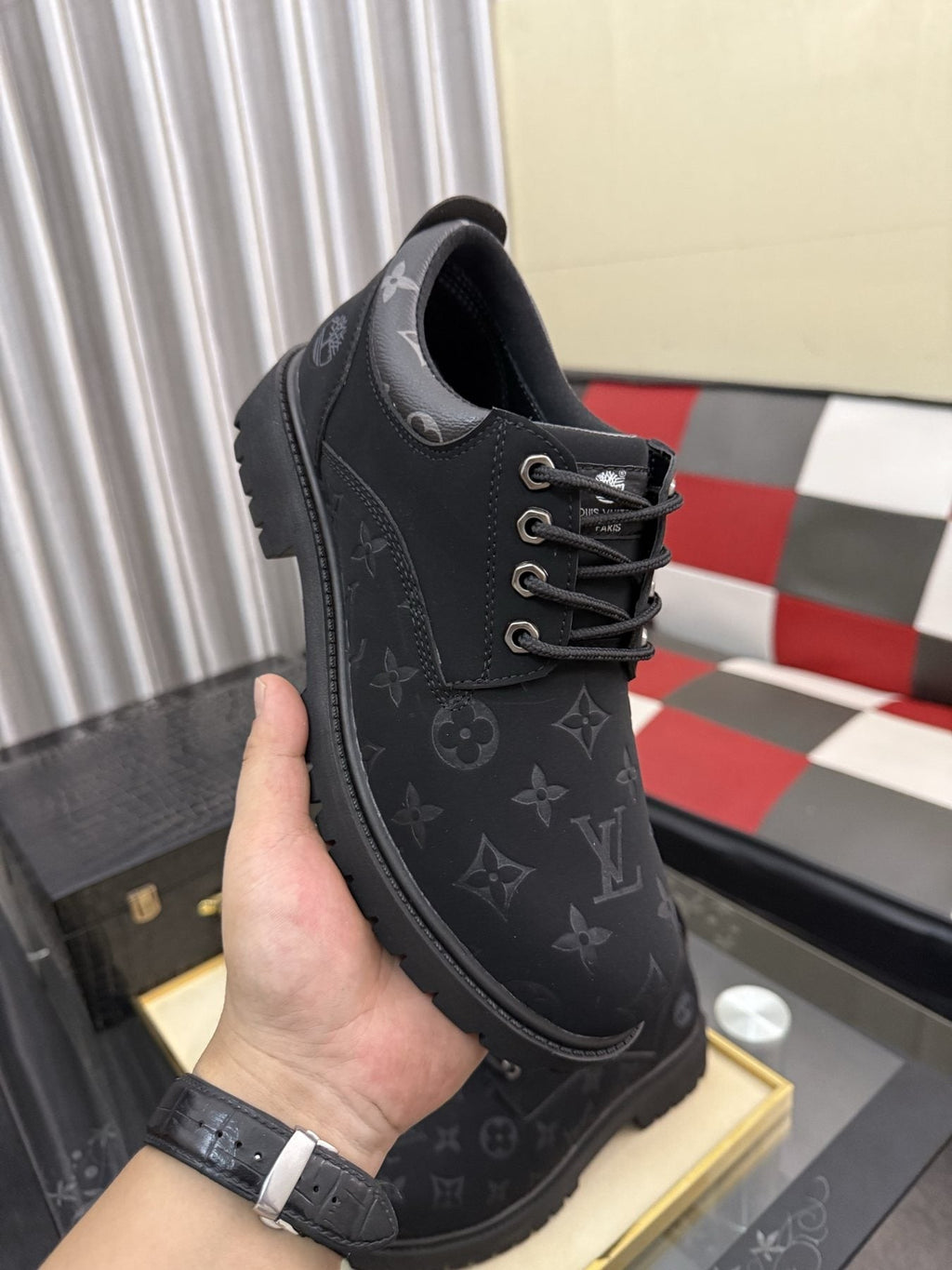 Timberland Patterned Lug Sole Lace-Up Boots — model