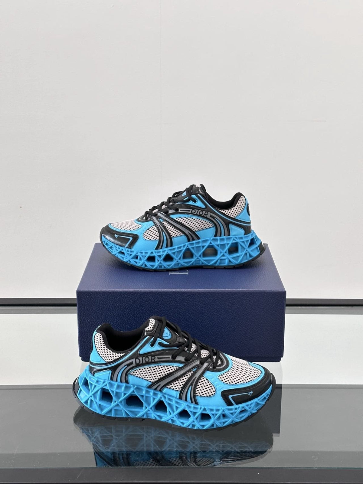 Dior B35 Black Turquoise Sneakers — front