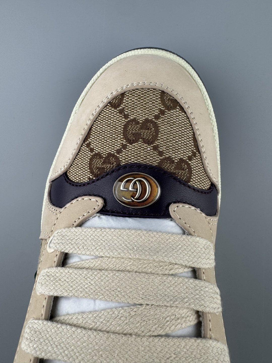 Gucci Beige Web Stripe Sneakers — detail