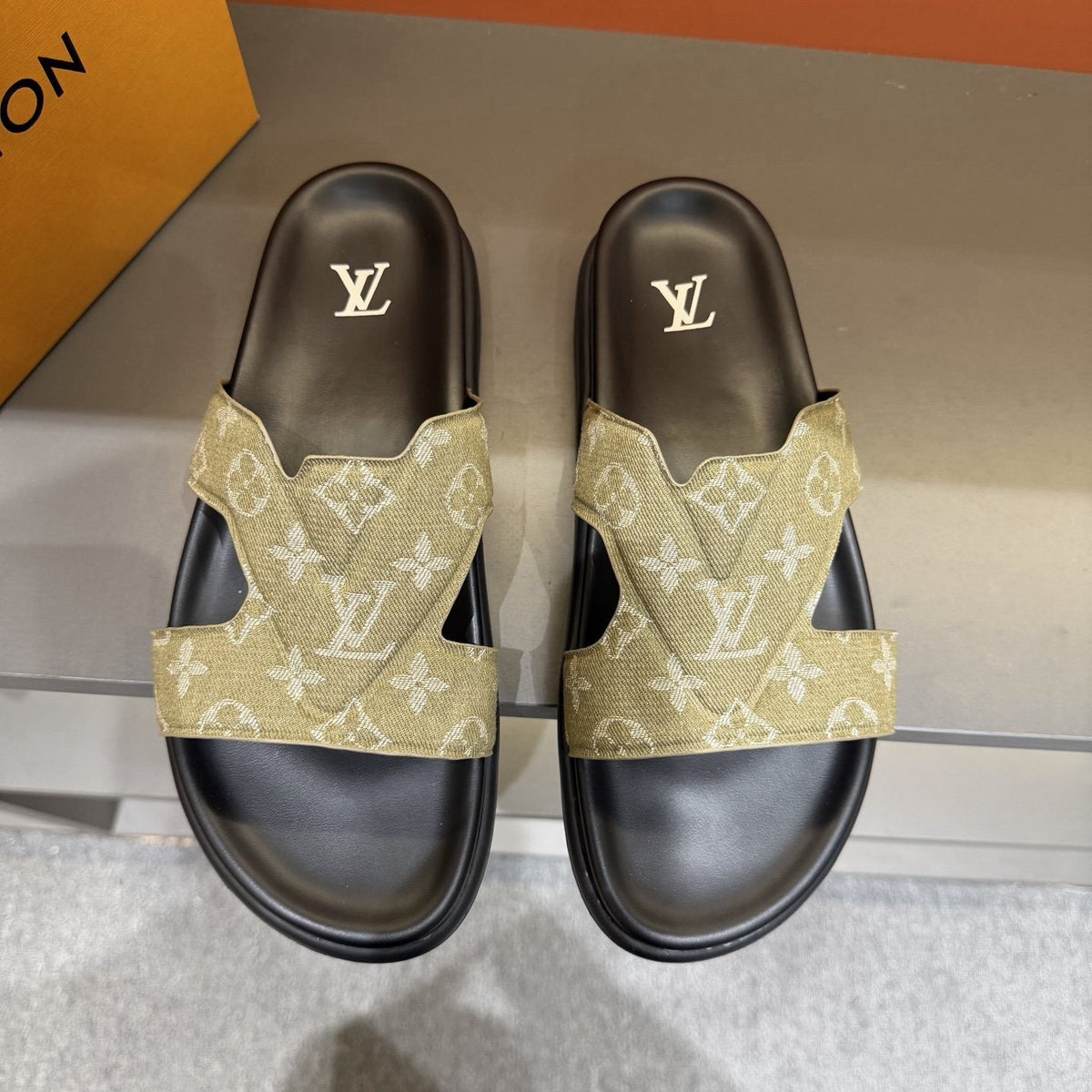 Louis Vuitton Monogram Cross-Strap Slide Sandals — front