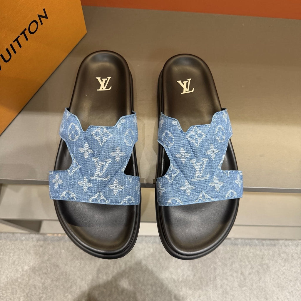 Louis Vuitton Monogram Cross-Strap Slide Sandals — front