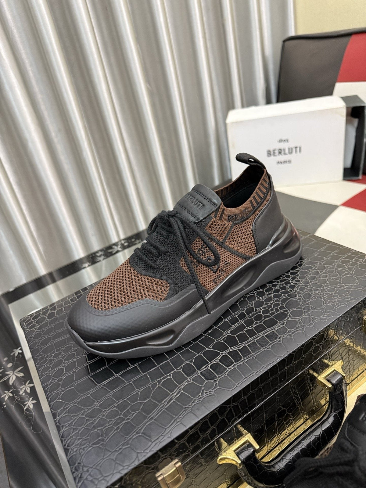 BERLUTI Mesh-Panel Lace-Up Sneakers — hero