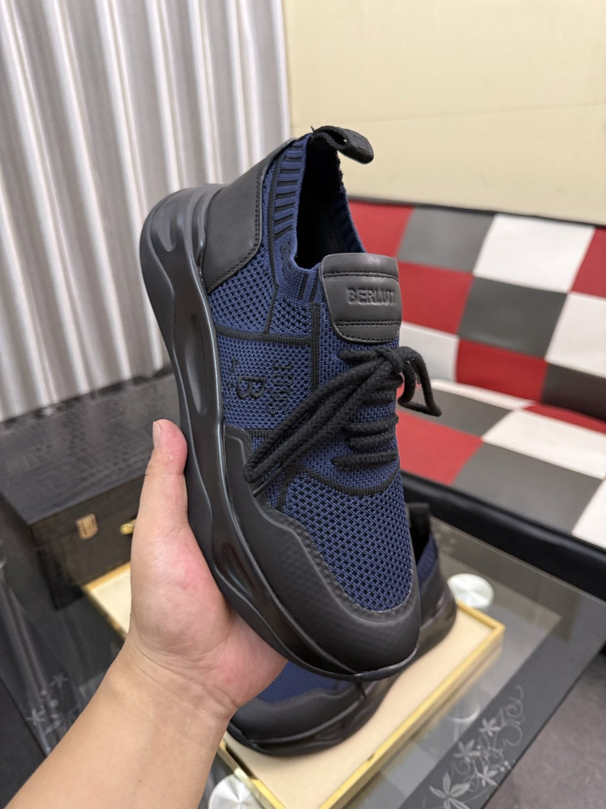 BERLUTI Mesh-Panel Lace-Up Sneakers — side