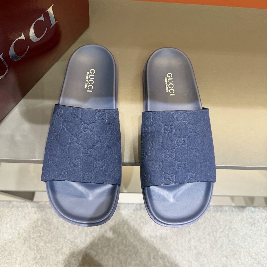 Gucci Embossed Strap Slide Sandals — front