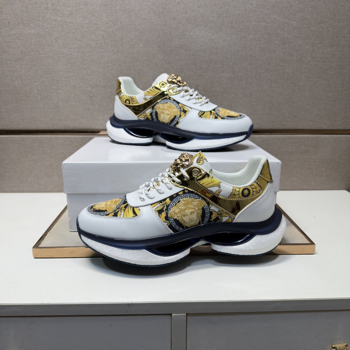 Versace Gold-Panel Low-Top Sneakers — model