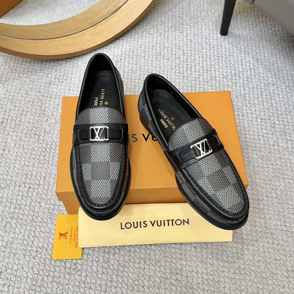 Louis Vuitton Check-Pattern Buckle Loafers — front
