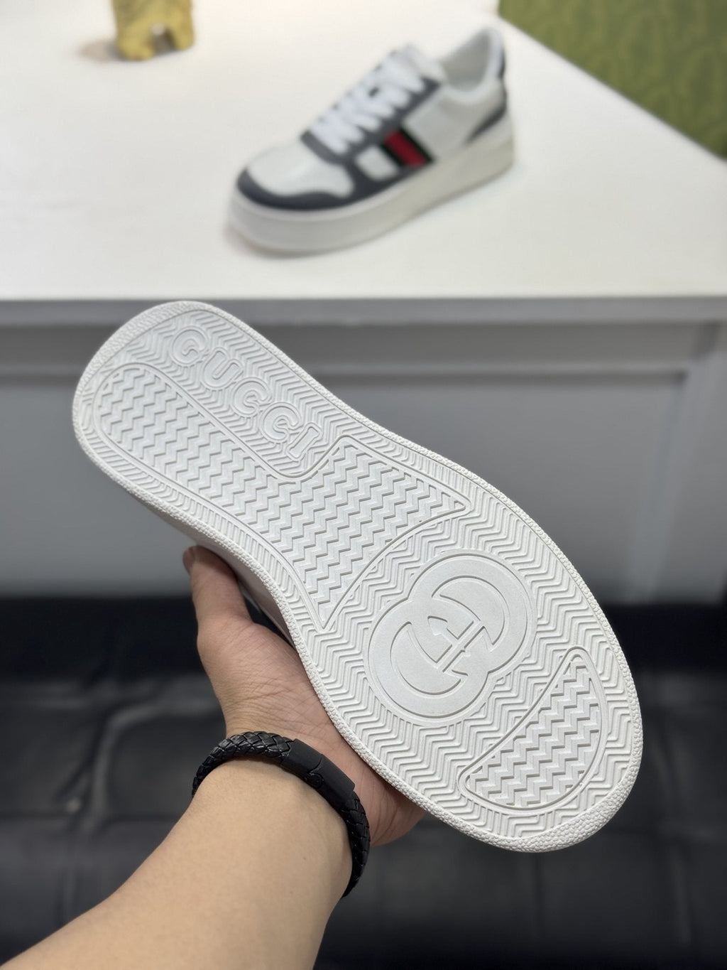 Gucci Web Stripe Low-Top Sneakers — detail