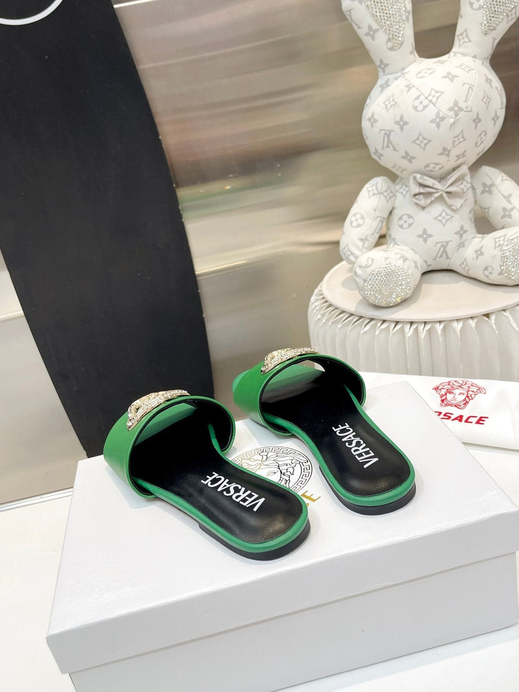 Versace Emblem Slide Sandals — front