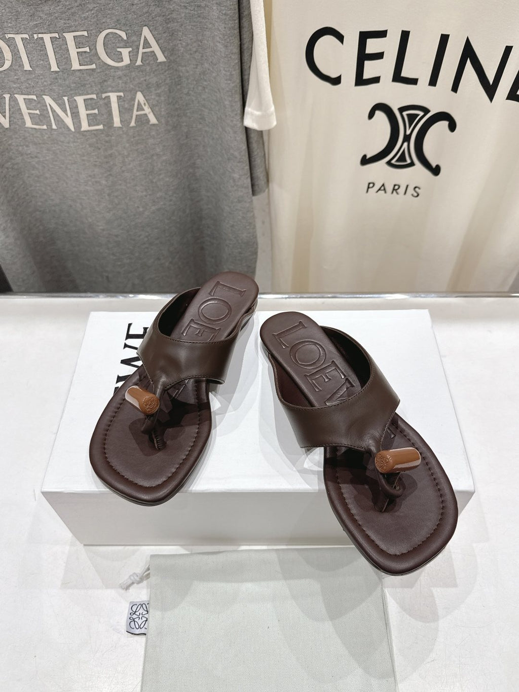 LOEWE Embossed Thong Sandals — front