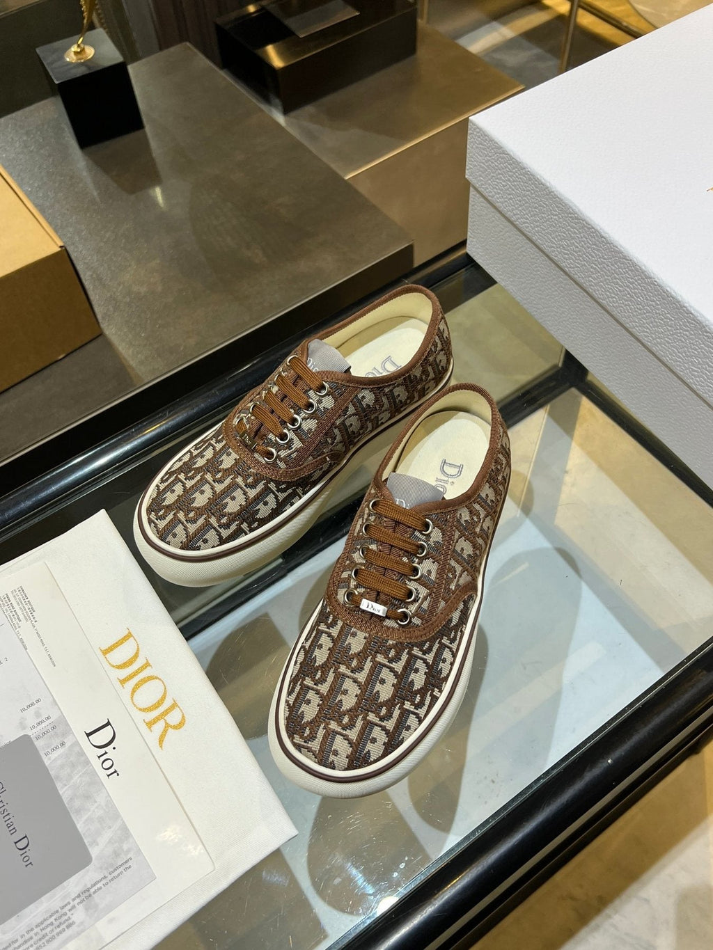 Dior Embroidered Floral Low-Top Sneakers — front