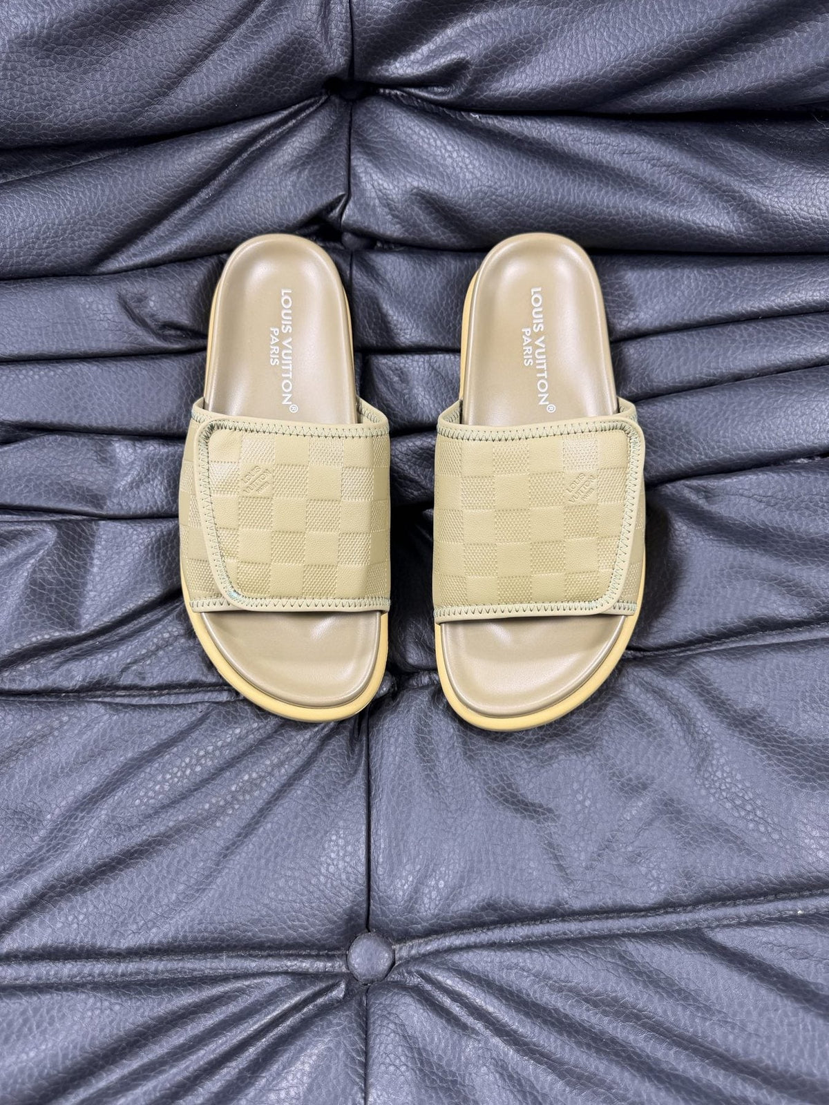 Louis Vuitton Woven Strap Slide Sandals — front