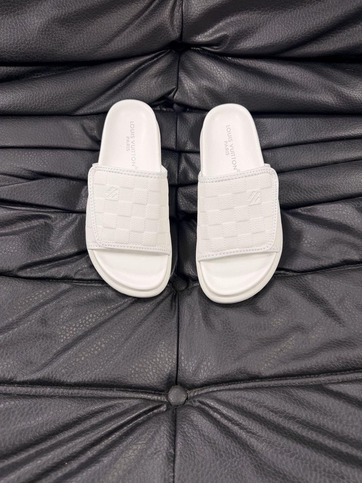 Louis Vuitton Woven Strap Slide Sandals — front