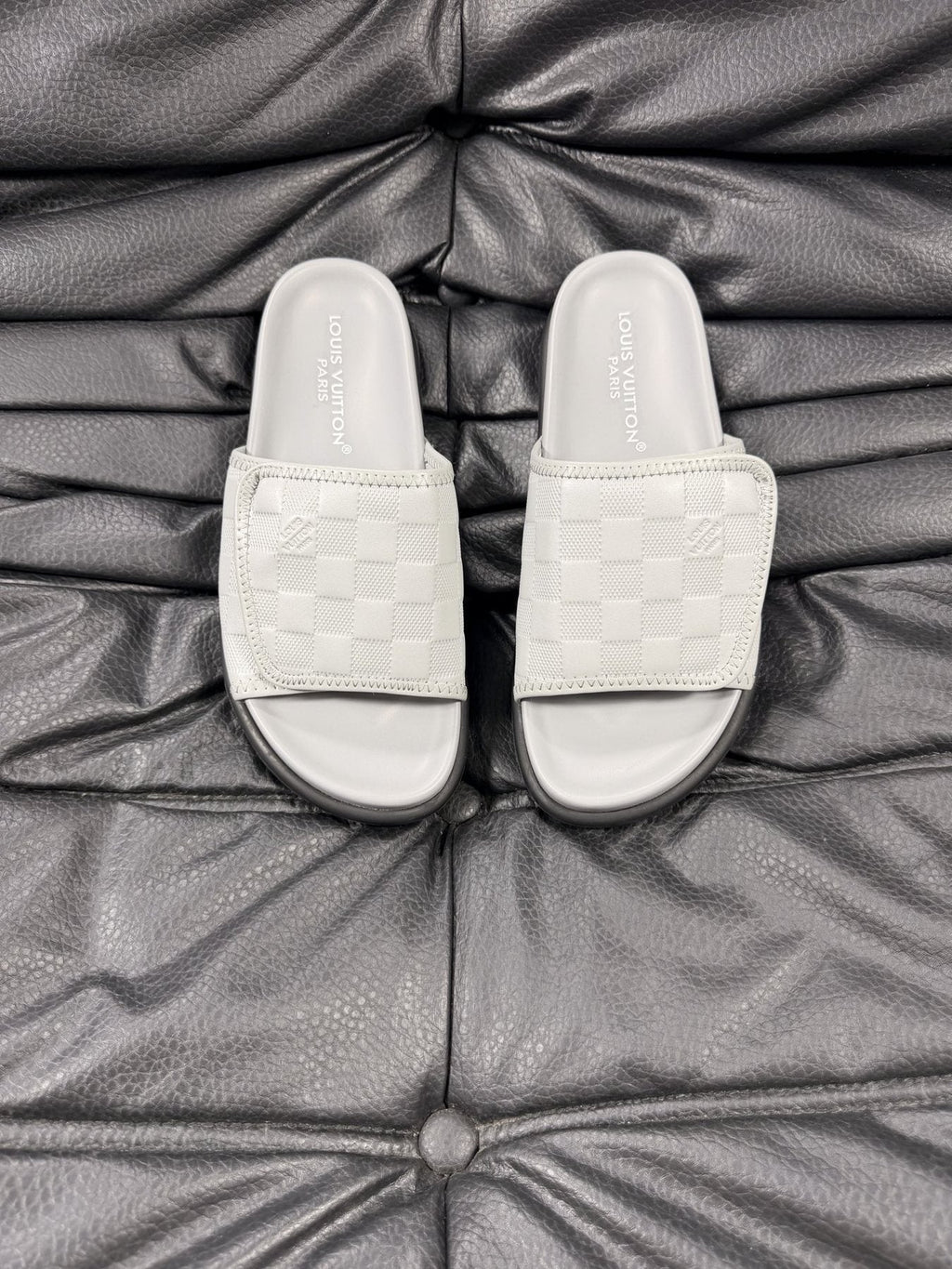 Louis Vuitton Woven Strap Slide Sandals — front
