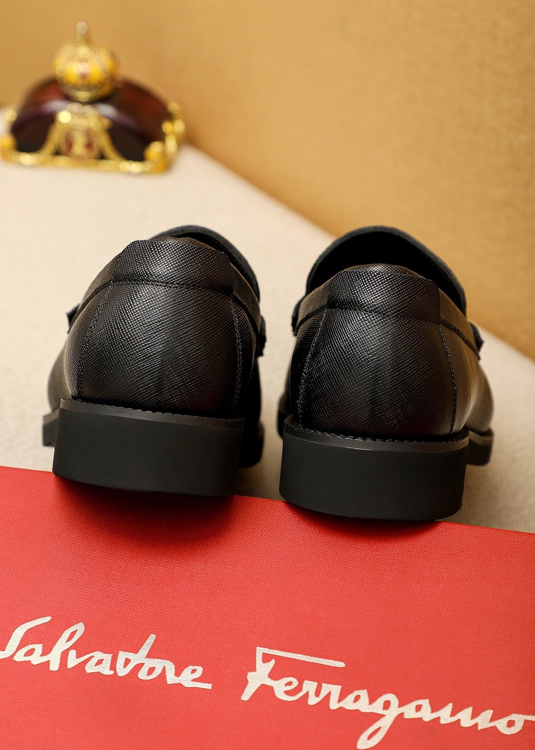 Ferragamo Black Bit Loafers — back
