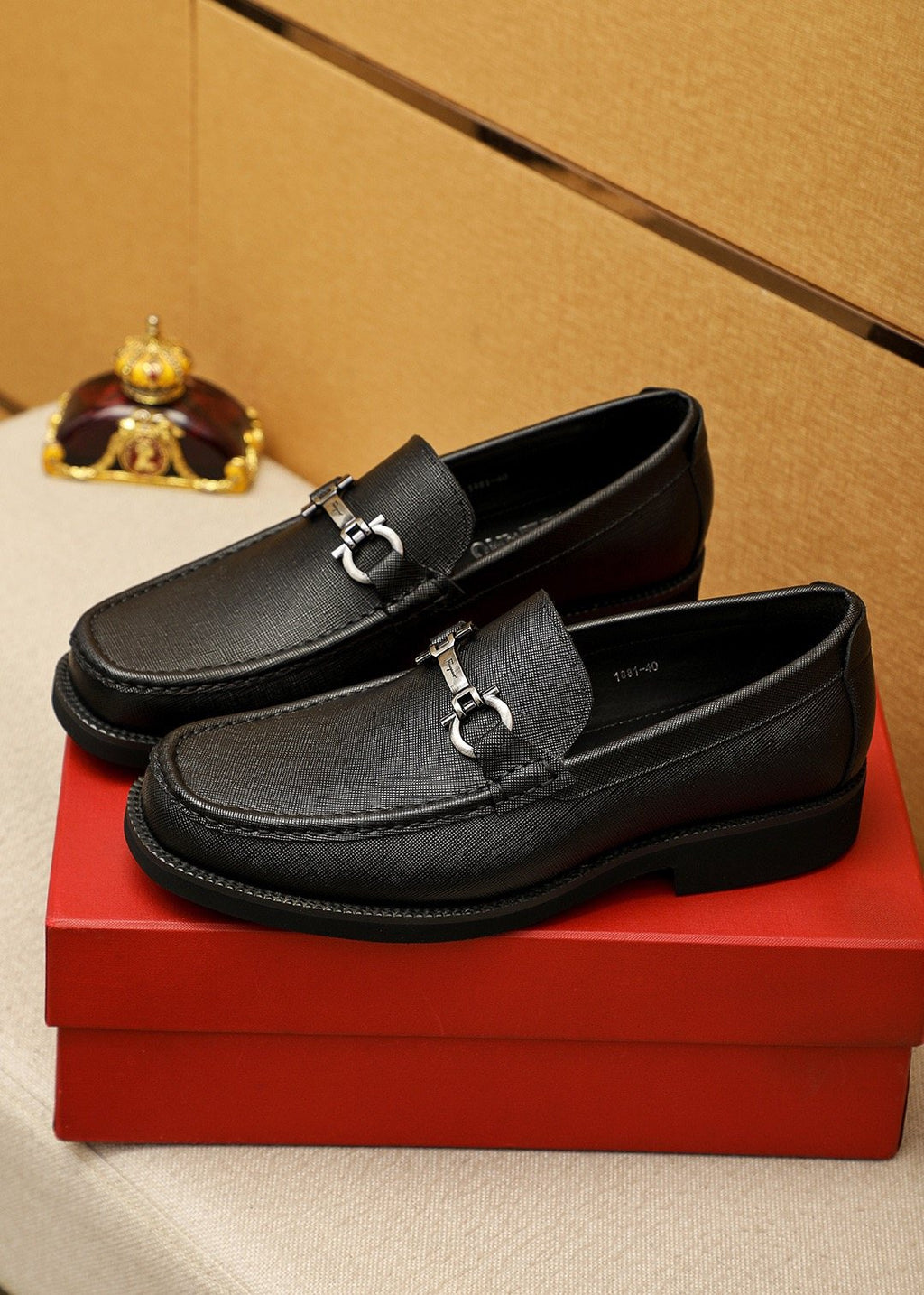 Ferragamo Black Bit Loafers — front