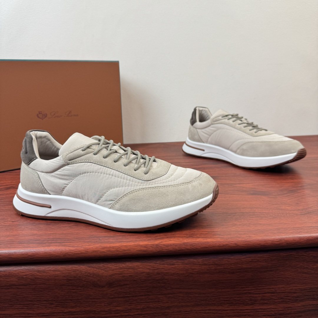 Loro Piana Light Gray Low-Top Sneakers — front