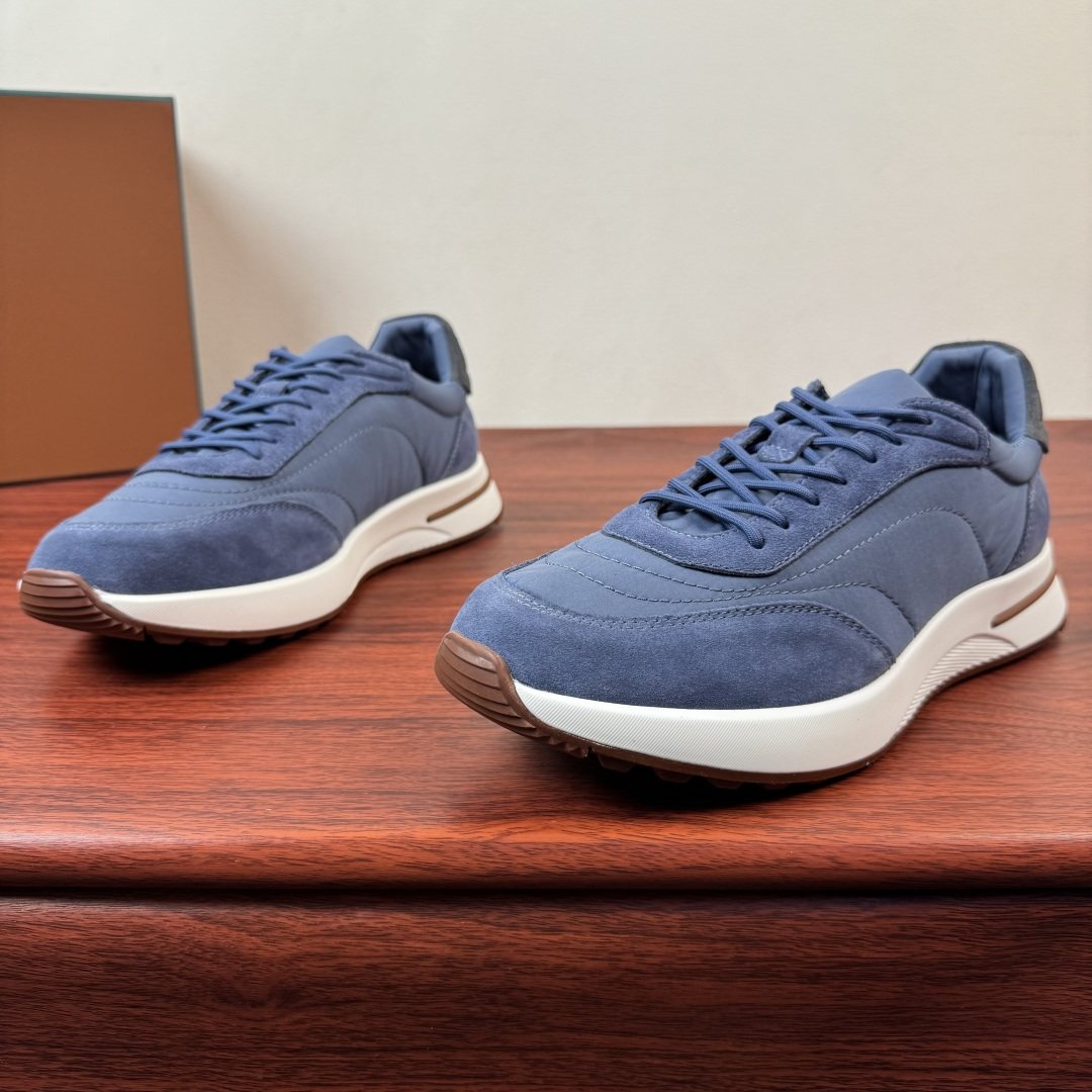 Loro Piana Light Gray Low-Top Sneakers — front