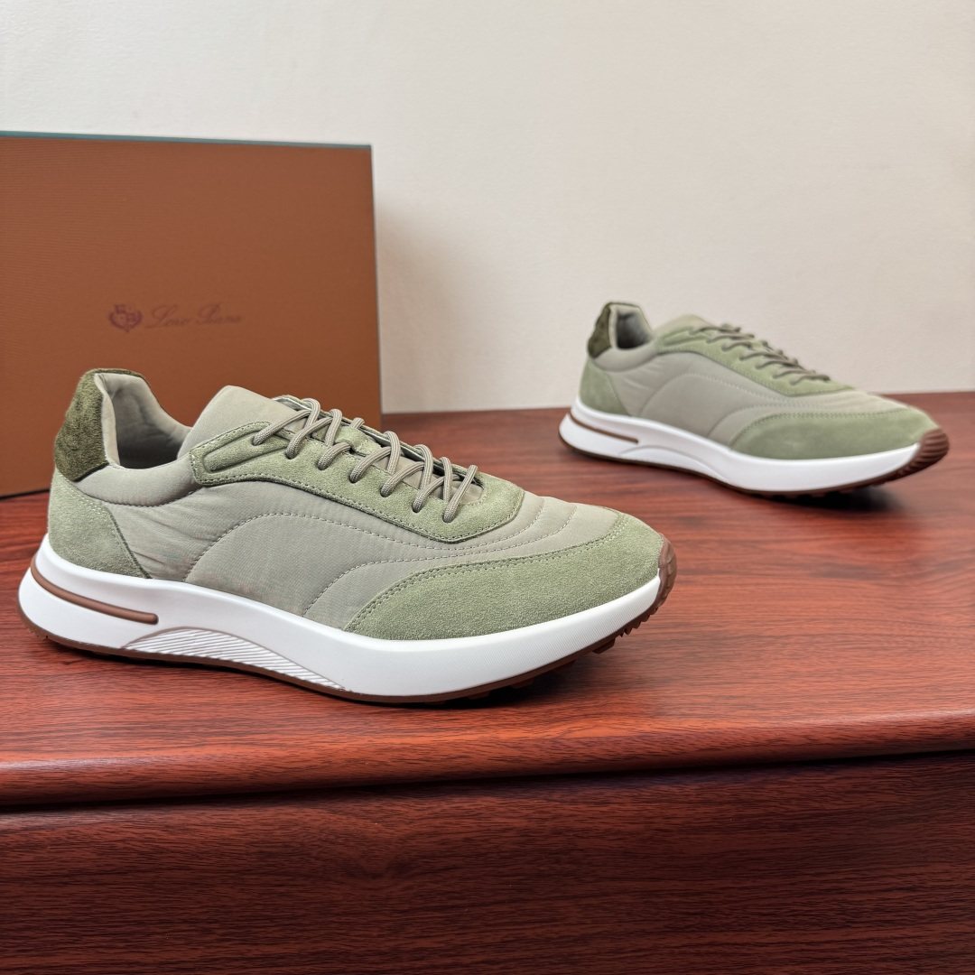 Loro Piana Light Gray Low-Top Sneakers — front