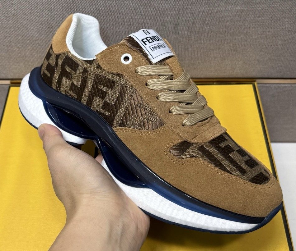 Fendi Monogram Panel Low-Top Sneakers — front