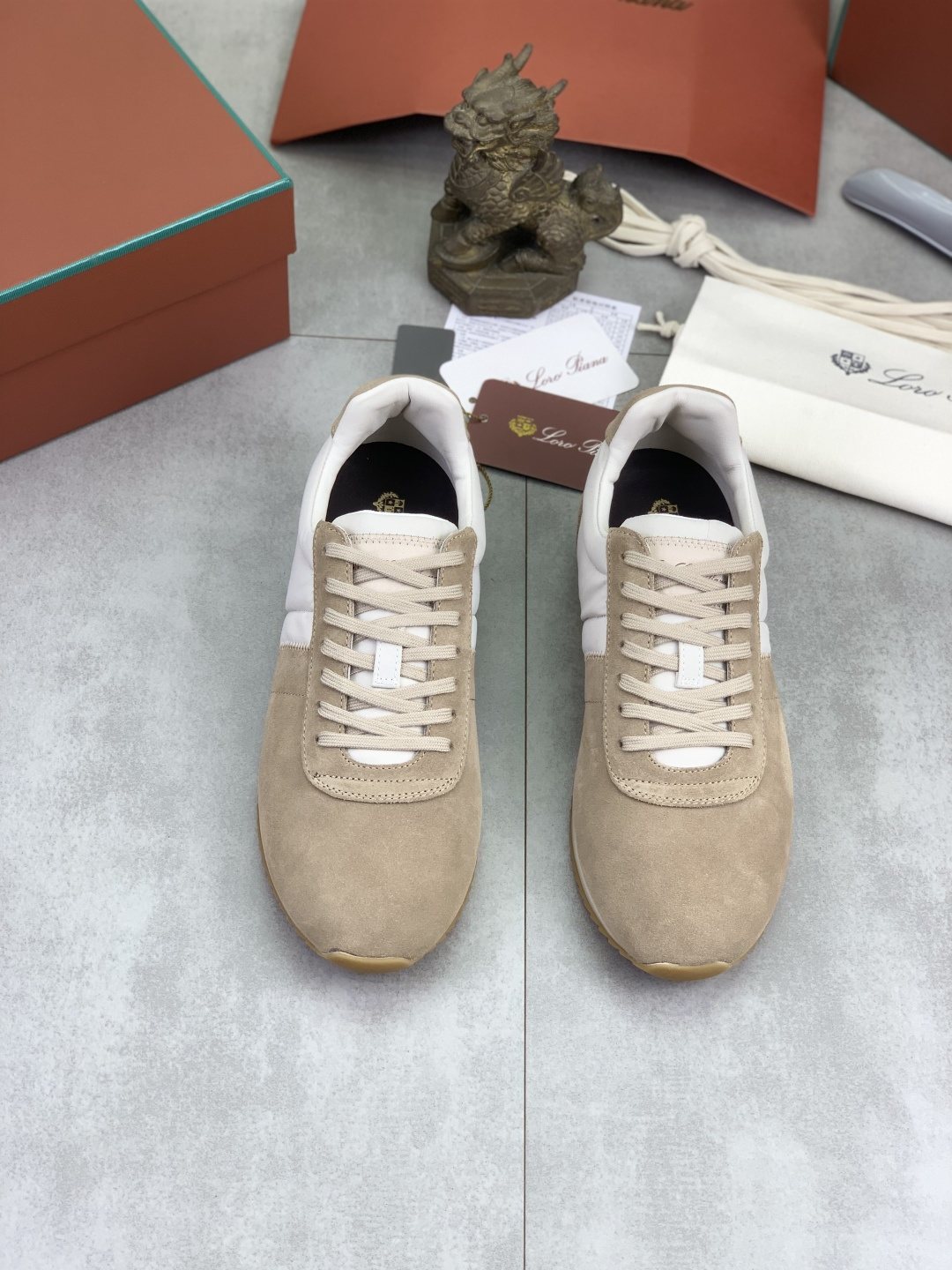 Loro Piana Contrast-Collar Low-Top Sneakers — front