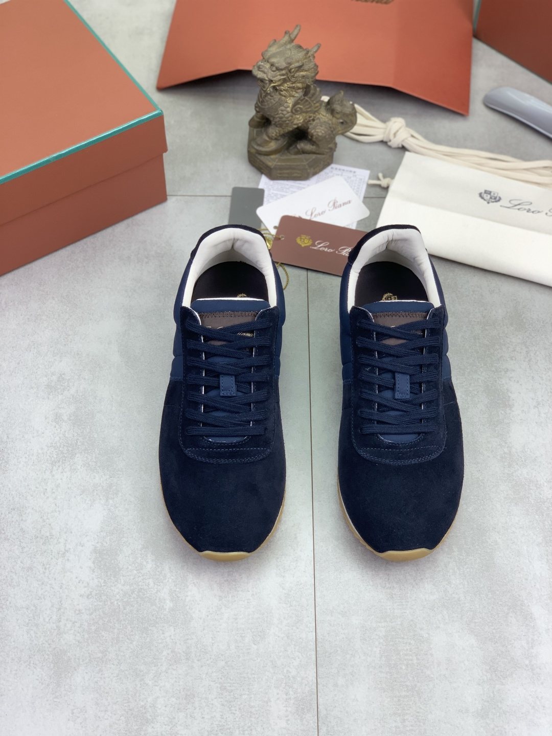 Loro Piana Contrast-Collar Low-Top Sneakers — front