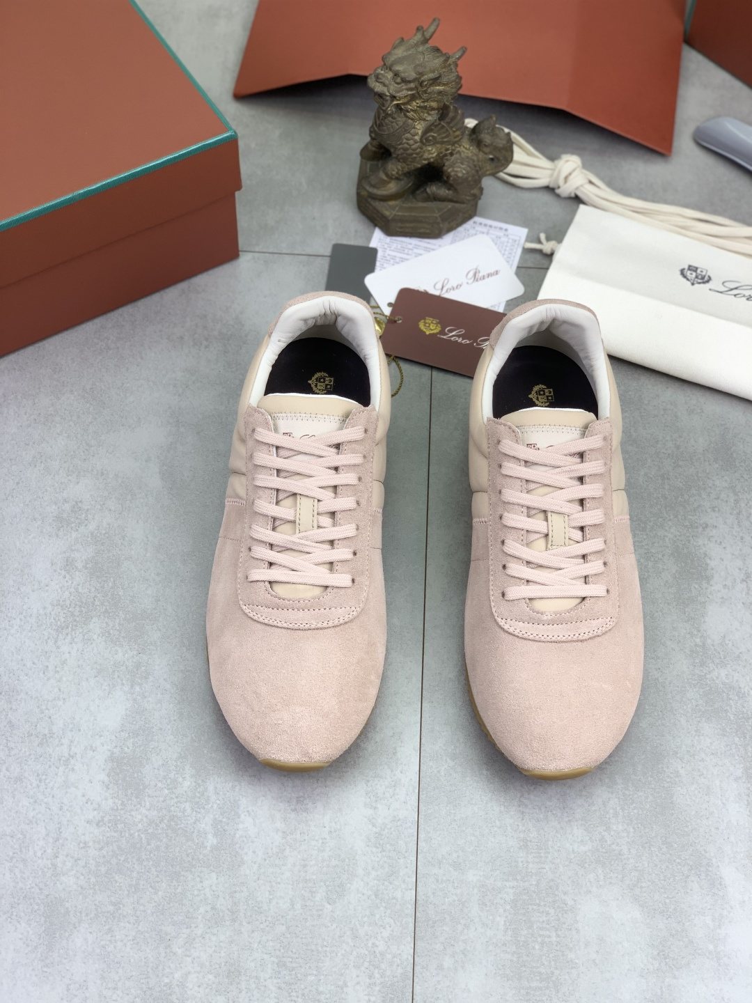 Loro Piana Contrast-Collar Low-Top Sneakers — front
