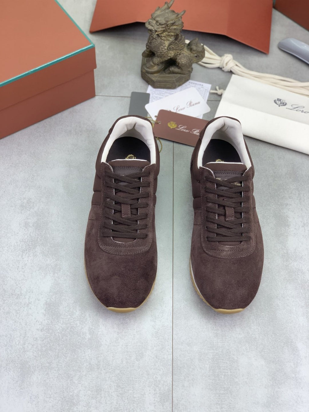 Loro Piana Contrast-Collar Low-Top Sneakers — front