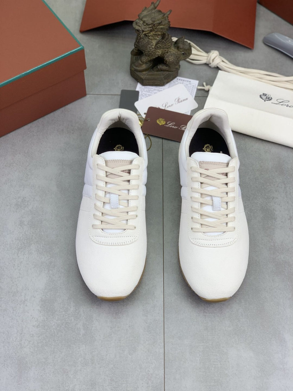 Loro Piana Contrast-Collar Low-Top Sneakers — front