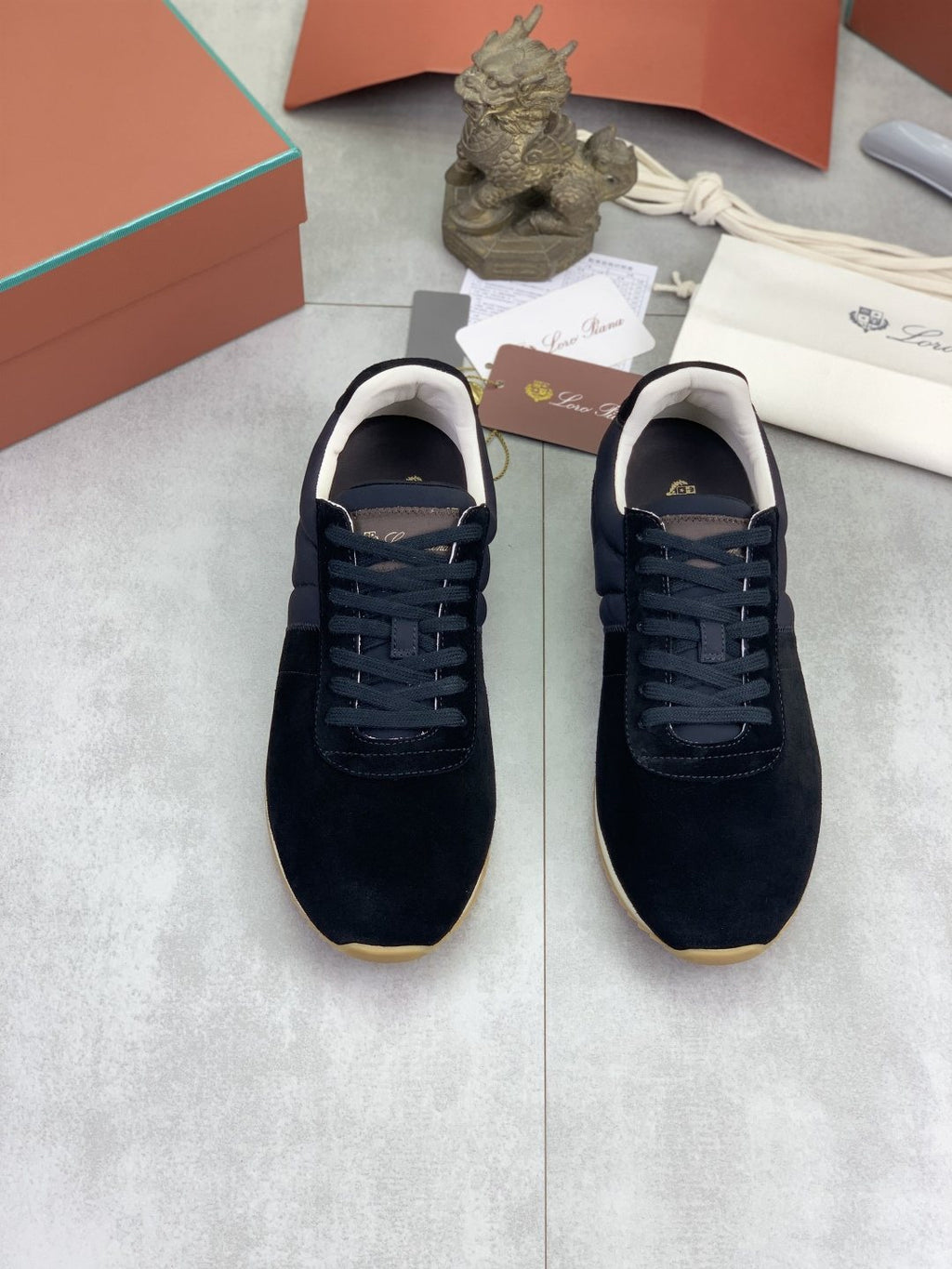Loro Piana Contrast-Collar Low-Top Sneakers — front