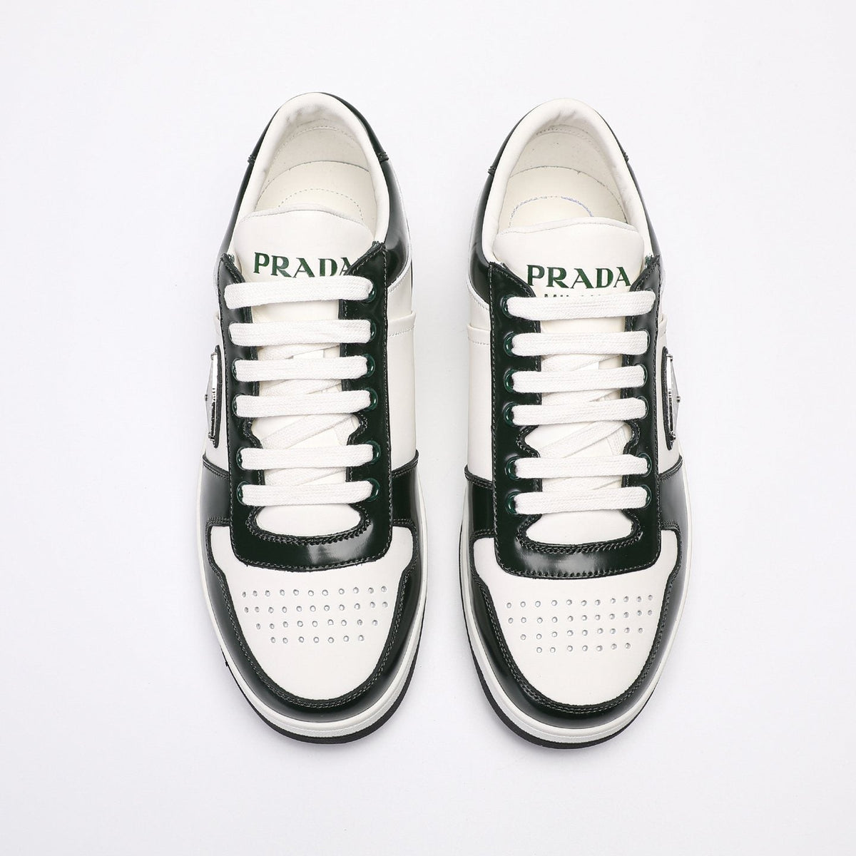 Prada Triangle Plaque Low-Top Sneakers — front