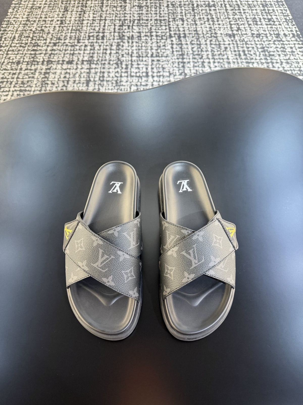 Louis Vuitton Monogram Cross-Strap Slide Sandals — front