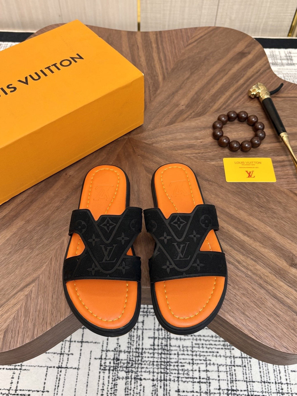 Louis Vuitton Monogram H-Cut Slide Sandals — hero
