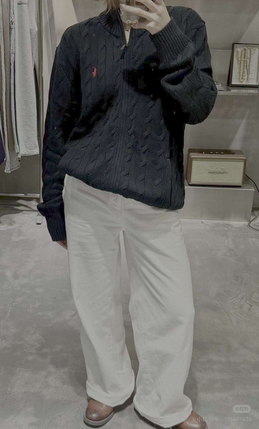 Test2-Ralph Lauren Full-Zip Cable-Knit Sweater — model