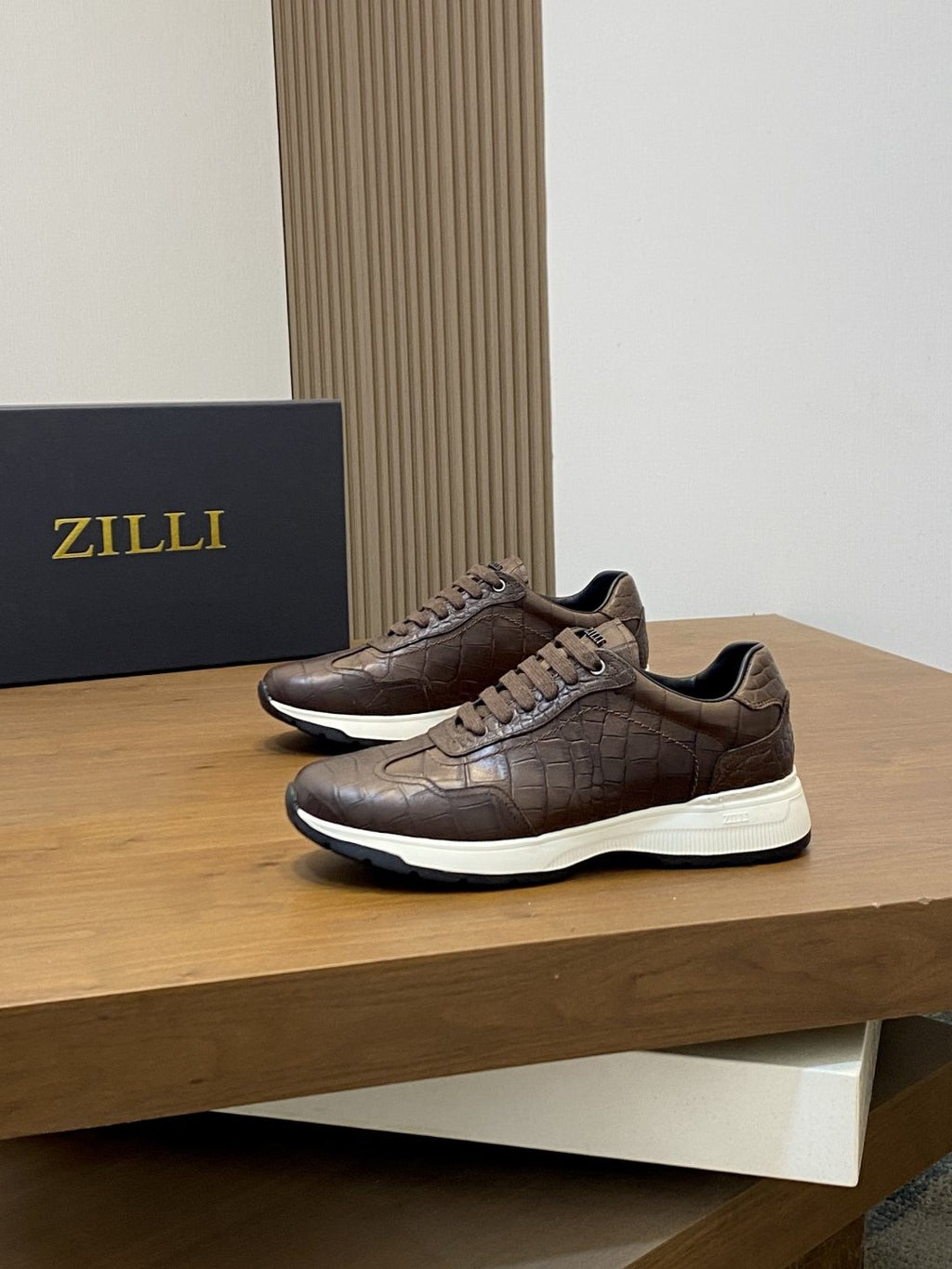 ZILLI Stitched Leather Sneakers — front