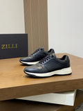 ZILLI Stitched Leather Sneakers — front