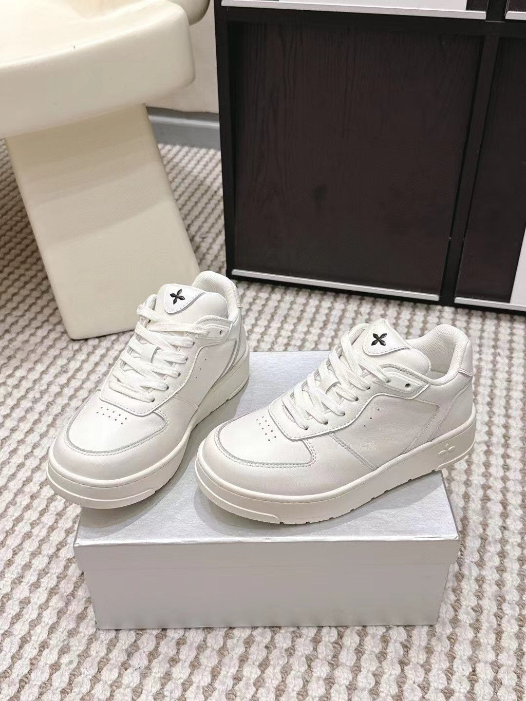 SMFK White Platform Sneakers — front