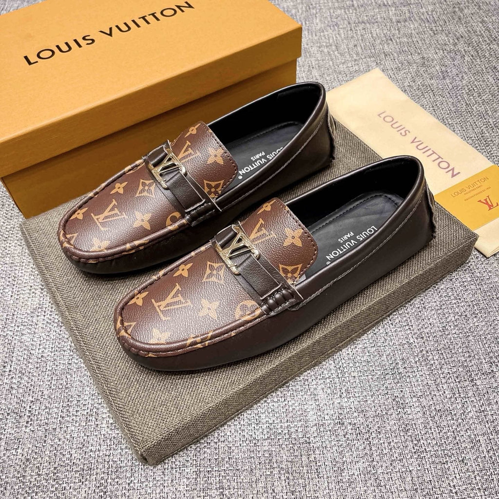 Louis Vuitton Patterned Metal-Accent Slip-On Loafers — side
